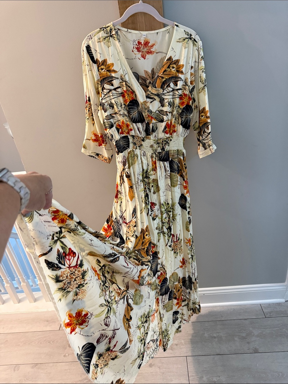 Floral V-Neck Maxi Dress in Fall Colors - Picture 10 of 12